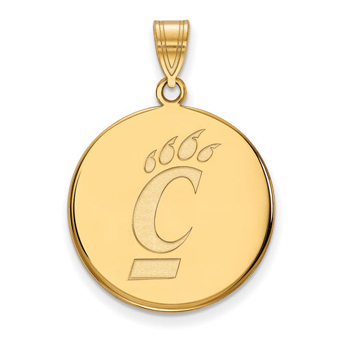 SS w/GP University of Cincinnati Large Bearcats Logo Disc Pendant