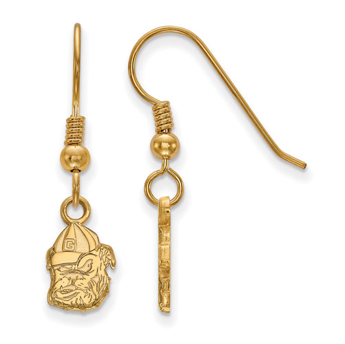 SS w/GP University of Georgia XS Dangle Bulldog Head Earrings