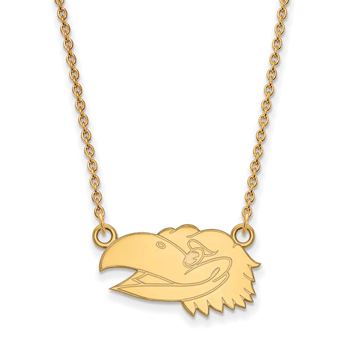 SS w/GP University of Kansas Small Head Pendant w/Necklace