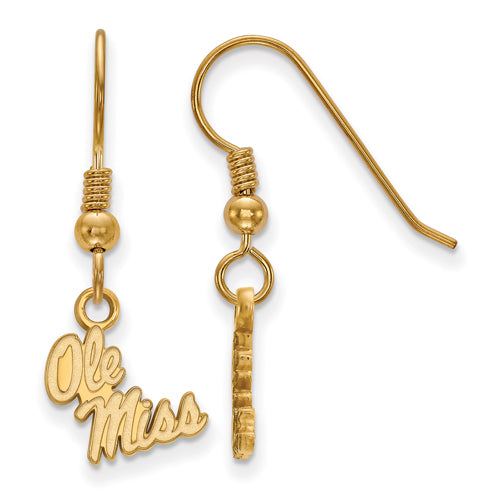SS w/GP University  of Mississippi XS Dangle Script Ole Miss Earrings