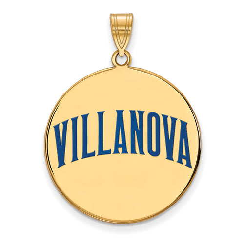 SS w/GP Villanova University XL Enamel "VILLANOVA" Disc Pendant