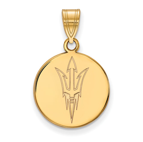 14ky Arizona State University Medium Pitchfork Disc Pendant
