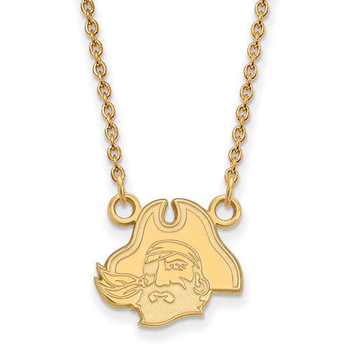 14ky East Carolina University Small Pirate Head Pendant w/Necklace