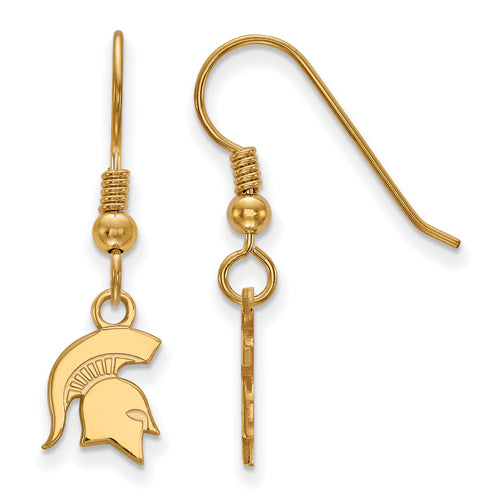 SS w/GP Michigan State University XS Dangle Spartan Earrings