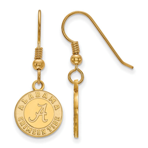 SS w/GP Univ of Alabama Crimson Tide Small Dangle Wire Earrings