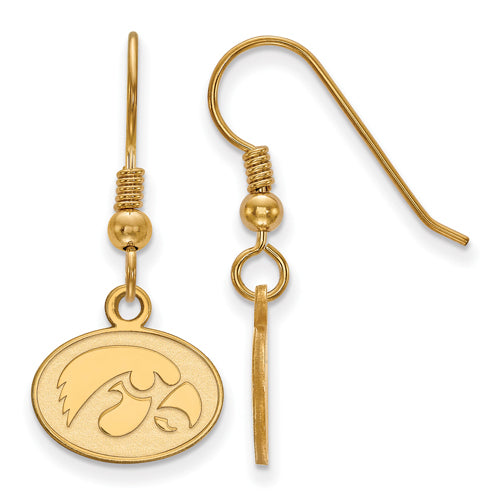 SS w/GP University of Iowa XS Dangle Oval Tiger Earrings
