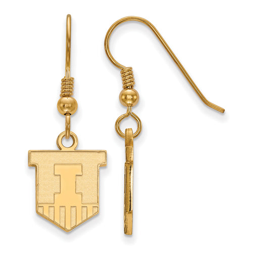 SS w/GP University of Illinois Small Victory Badge Dangle Earrings