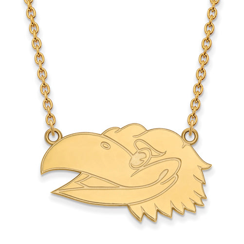 SS w/GP University of Kansas Large Head Pendant w/Necklace