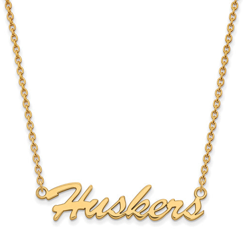 SS w/GP U of Nebraska Medium Necklace