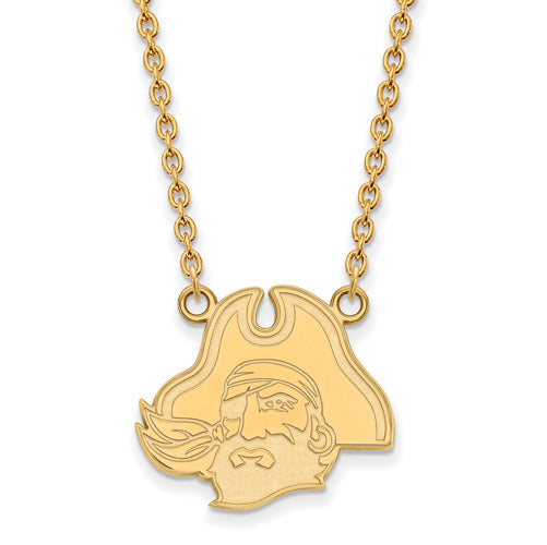 14ky East Carolina University Large Pirate Head Pendant w/Necklace