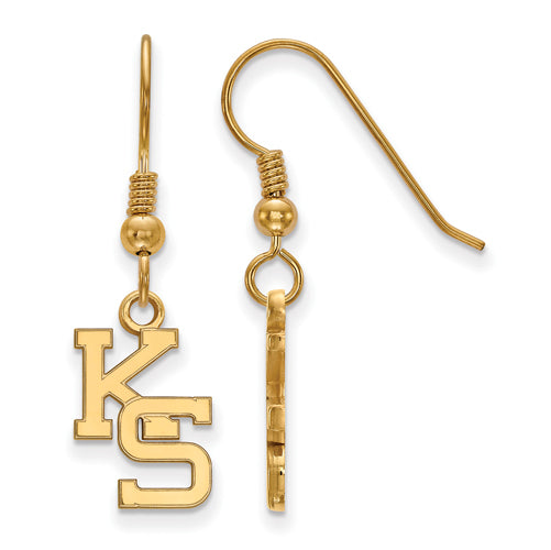 SS w/GP Kansas State University Small Letters KS Dangle Earrings