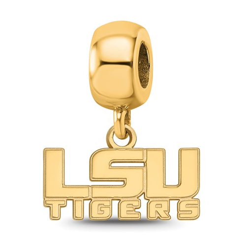 Sterling Silver Gold-plated LogoArt Louisiana State University L-S-U Tigers Extra Small Dangle Bead Charm