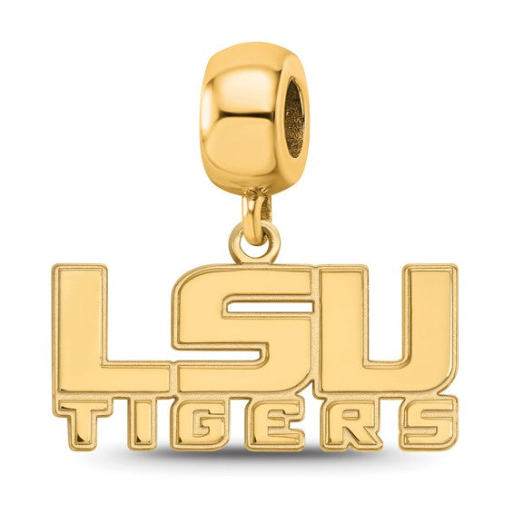 SS w/GP Louisiana State University L-S-U Tigers Small Dangle Bead Charm