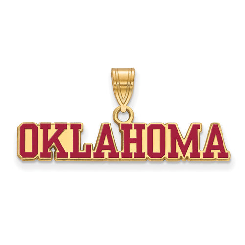 SS w/GP University of Oklahoma Large Enamel "OKLAHOMA" Pendant