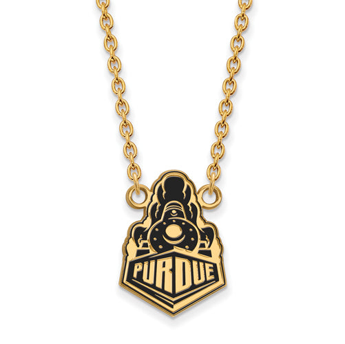 SS w/GP Purdue Large Train Logo Enamel Pendant w/Necklace
