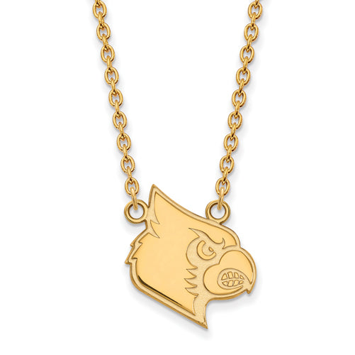 SS w/GP University of Louisville Lg Cardinal Pendant w/Necklace