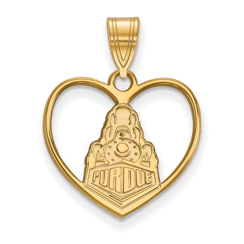 SS w/GP Purdue Train Logo Pendant in Heart
