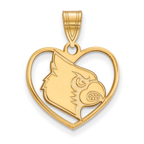 SS w/GP University of Louisville Cardinal Pendant in Heart