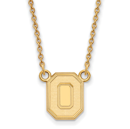 14ky Ohio St U Small Athletic "O" Pendant w/Necklace