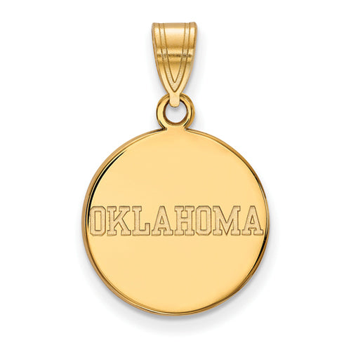 SS w/GP University of Oklahoma Medium "OKLAHOMA" Disc Pendant