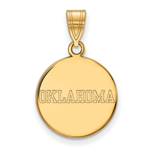 14ky University of Oklahoma Medium "OKLAHOMA" Disc Pendant