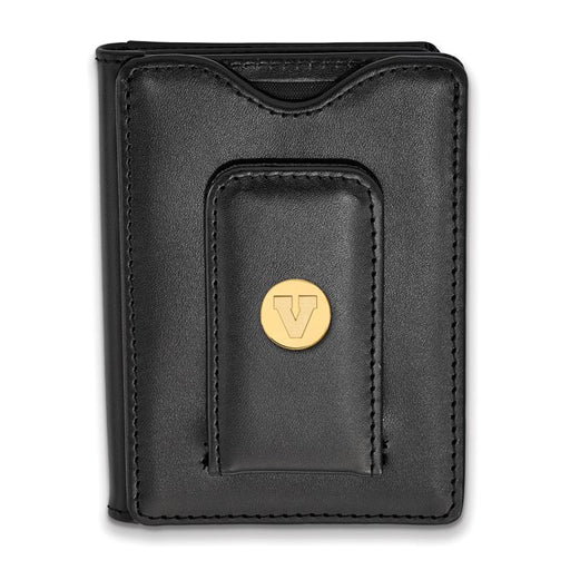Sterling Silver w/GP LogoArt University of Virginia Black Leather Wallet