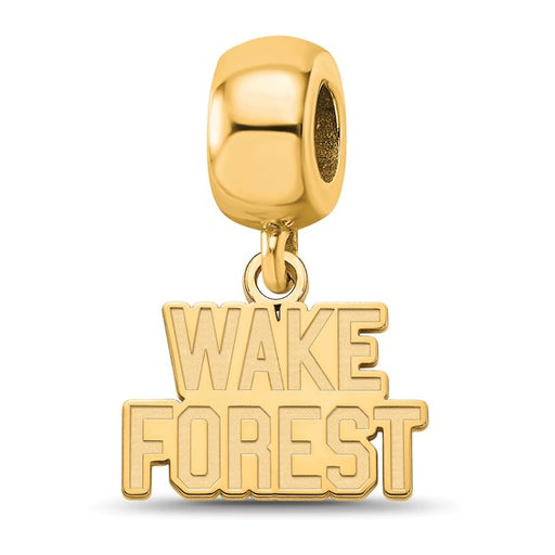 Sterling Silver Gold-plated LogoArt Wake Forest University W-F Deacon Extra Small Dangle Bead Charm