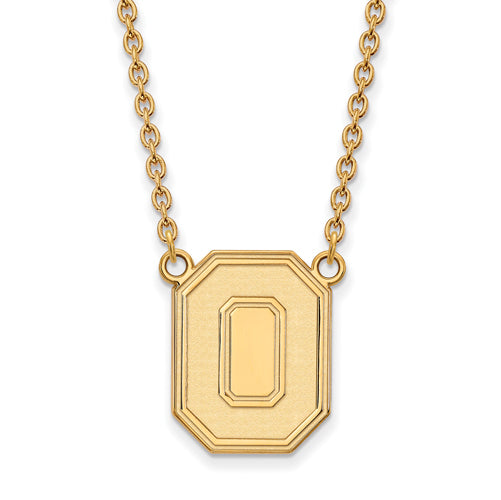 10ky Ohio St U Large Athletic "O" Pendant w/Necklace