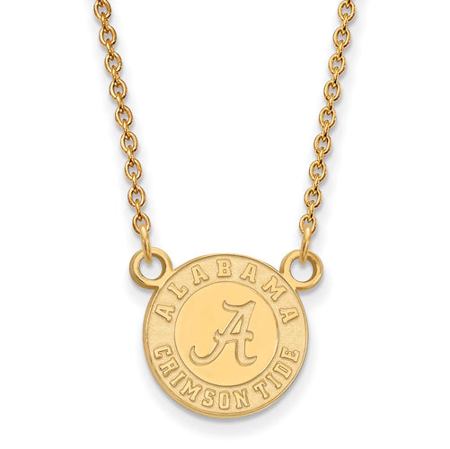 SS w/GP University of Alabama Small Disc Pendant w/Necklace