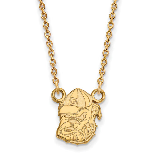 14ky University of Georgia Small Bulldog Pendant w/Necklace