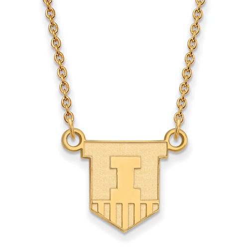 SS w/GP University of Illinois Small Victory Badge Pendant w/Necklace