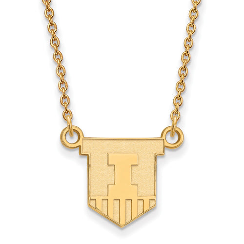 14ky University of Illinois Small Victory Badge Pendant w/Necklace
