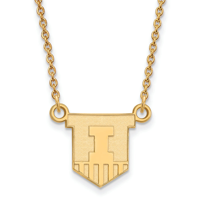 10ky University of Illinois Small Victory Badge Pendant w/Necklace