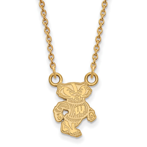 10ky University of Wisconsin Small Bucky Pendant w/Necklace