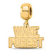 Sterling Silver Gold-plated LogoArt Wake Forest University W-F Deacon Small Dangle Bead