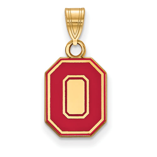 SS w/GP Ohio State U Small Enamel Athletic "O" Pendant