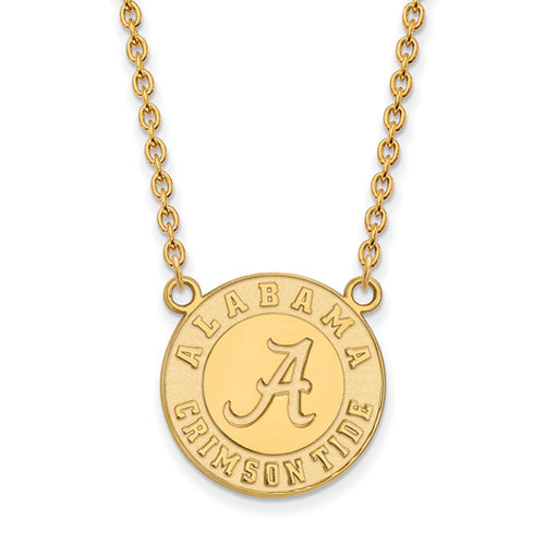 SS w/GP University of Alabama Large Disc Pendant w/Necklace