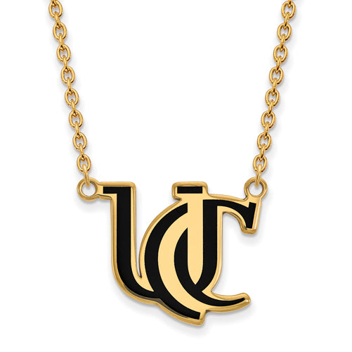SS w/GP U of Cincinnati Large Enamel Logo Pendant w/Necklace
