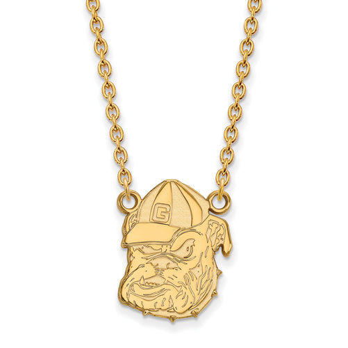 SS w/GP University of Georgia Large Bulldog Pendant w/Necklace