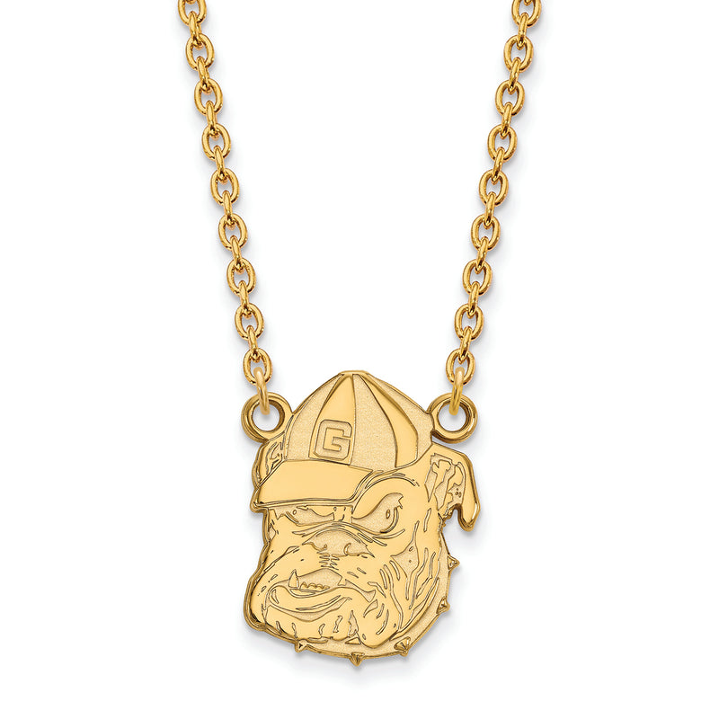 10ky University of Georgia Large Bulldog Pendant w/Necklace