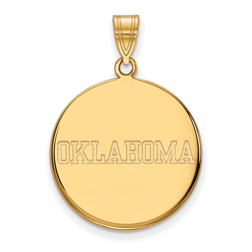 SS w/GP University of Oklahoma Large "OKLAHOMA" Disc Pendant