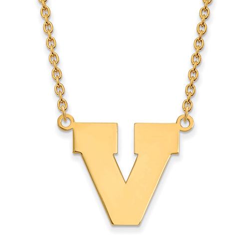 SS w/GP University of Virginia Large V Logo Pendant w/Necklace