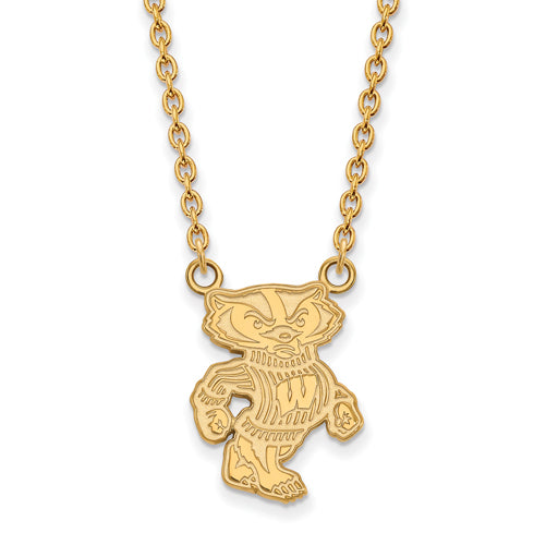 10ky University of Wisconsin Large Bucky Pendant w/Necklace