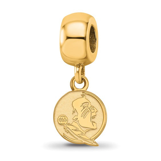 Sterling Silver Gold-plated LogoArt Florida State University Seminole Extra Small Dangle Bead Charm