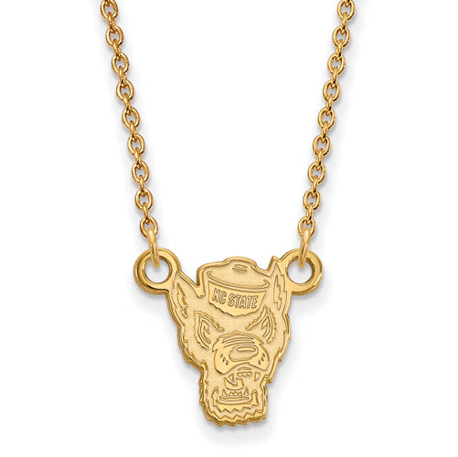 14ky North Carolina State University Small Wolfpack Necklace