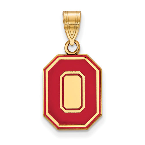 SS w/GP Ohio State U Medium Enamel Athletic "O" Pendant