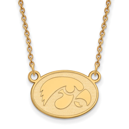 14ky University of Iowa Small Hawkeye Disc Pendant w/Necklace