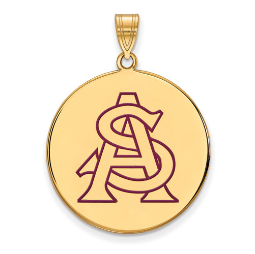 SS w/GP Arizona State Univ A-S XL Enameled Disc Pendant