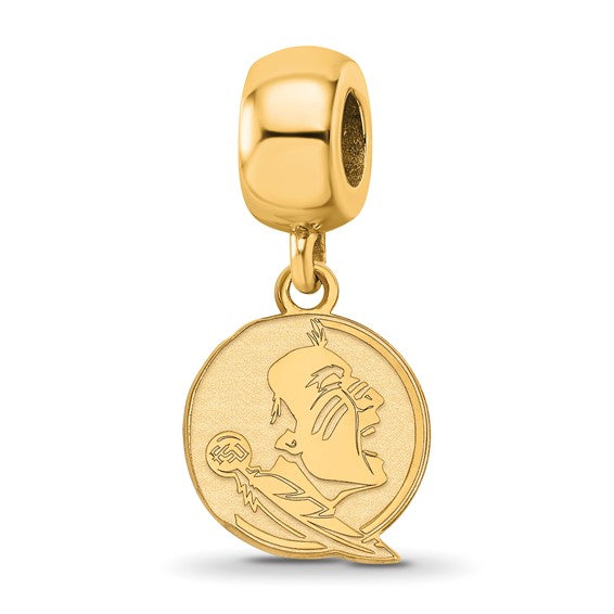 SS w/GP Florida State University Seminole Small Dangle Bead Charm