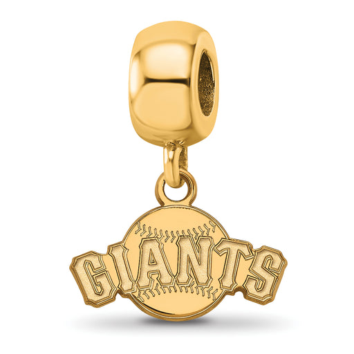 Sterling Silver Gold-plated MLB LogoArt San Francisco Giants Baseball Extra Small Dangle Bead